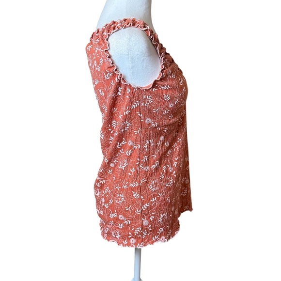 Vintage Y2K Babydoll Top Younique Large Terracotta Embroidered Feminine Floral - Picture 3 of 8